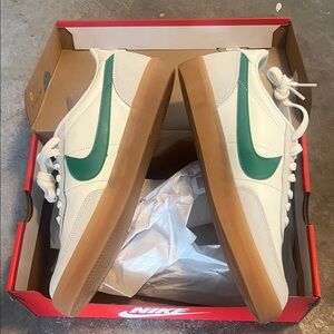 Nike Killshot 2 White Leather Sneakers with Lucid Green Swoosh and Gum Sole 10.5